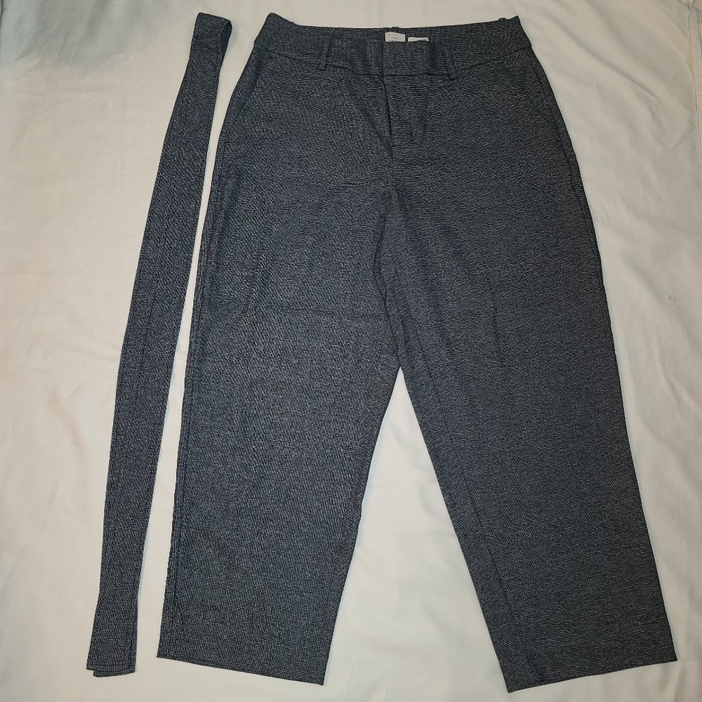 Grey Tweed Wide Leg Pants, Tie Belt, Size 12